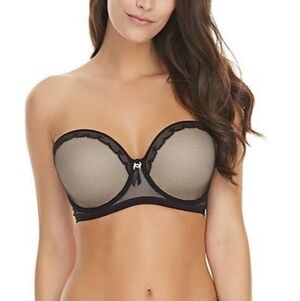 Freya Idol Allure Moulded Strapless Bra, 38I, Black / Beige, AA1803